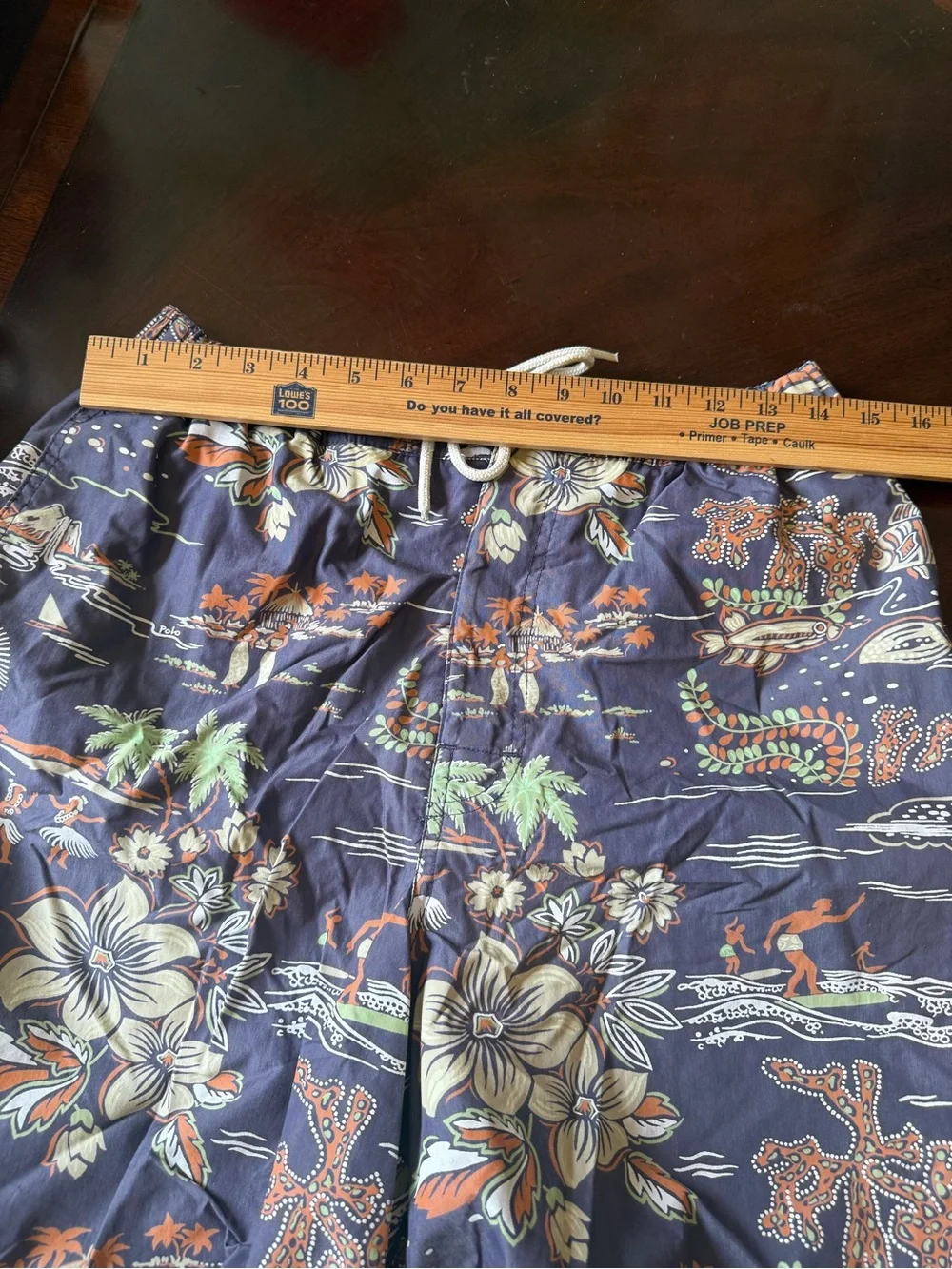 Polo Sport Ralph Lauren Hawaiian Print Swim Trunks Navy Blue Mens Large